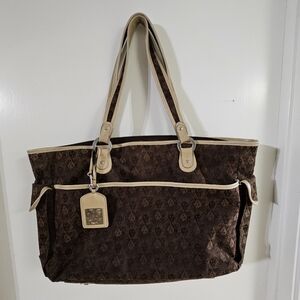 Anne Klein Brown and Cream Tote with Structured Design
